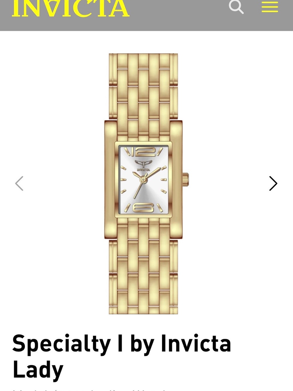 BNWT Invicta Gold Tone Women's Rectangular Bracelet Watch style 69900